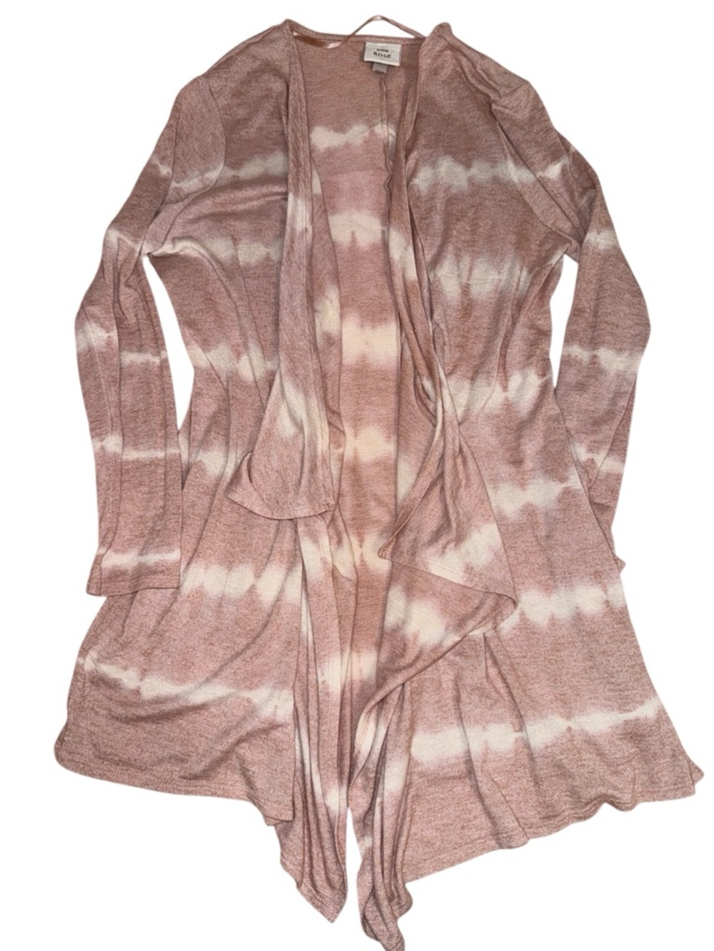 Pink Tie-Dye Open Front Long Sleeve Cardigan Women’s XL Spring Lounge Knox Rose